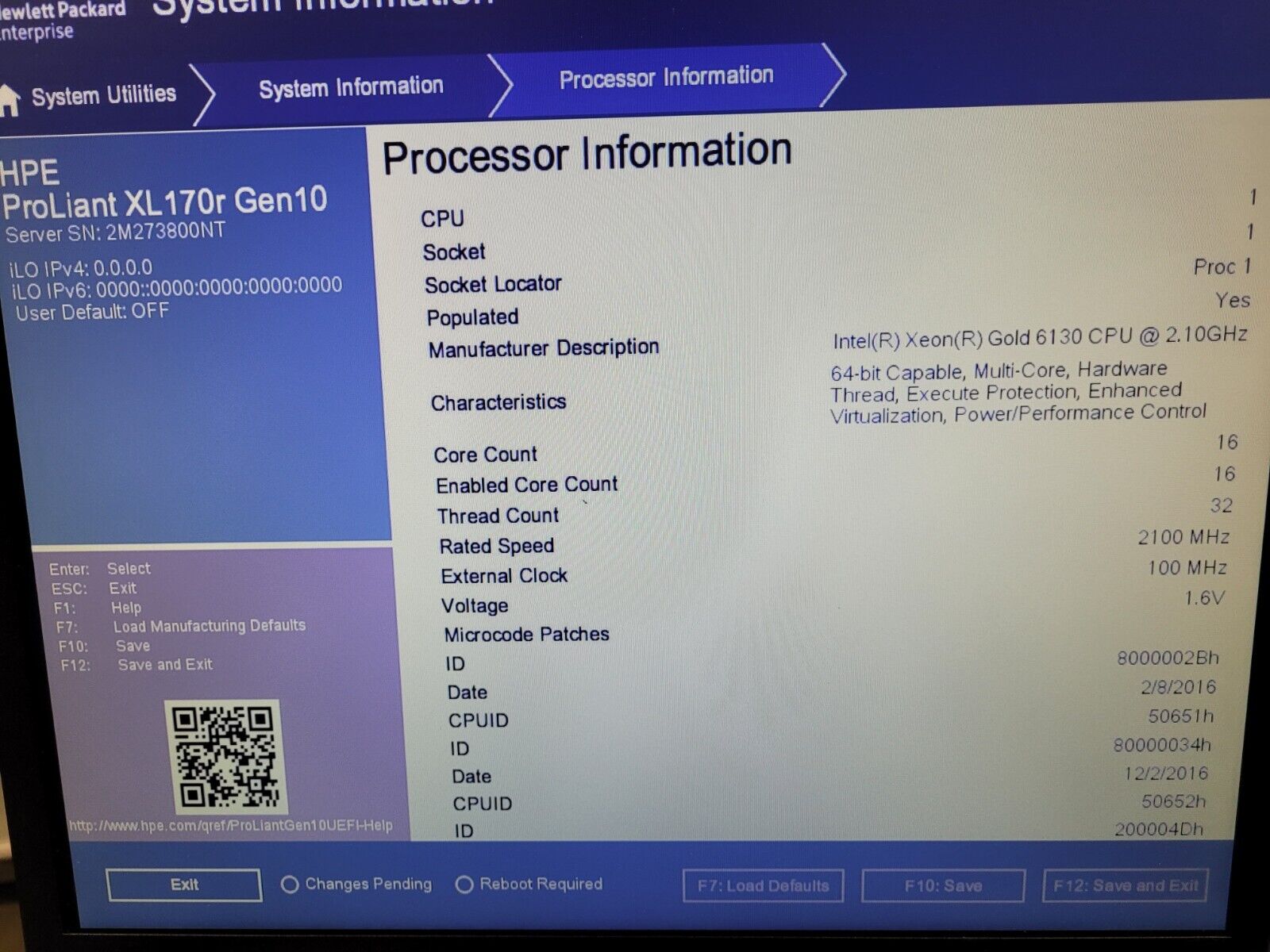 HPE ProLiant XL170R Gen10 Blade Server Xeon 6130 8Gb Ram
