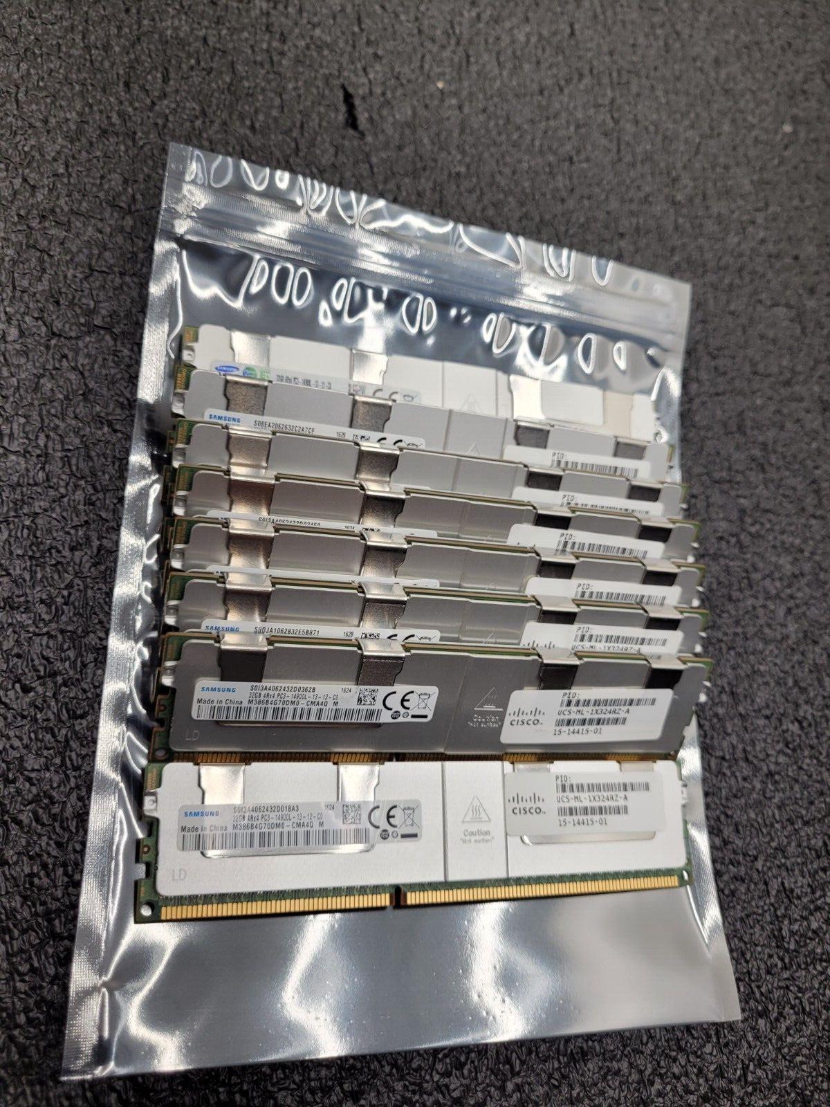 Lot of 8x 32GB Sticks Samsung 4RX4 PC3L-14900L MEMORY RAM ECC 256GB Cisco