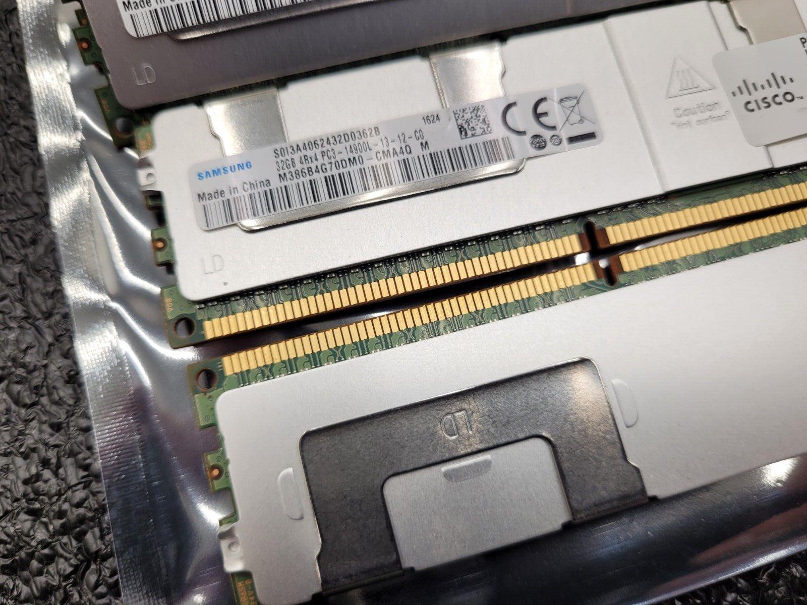 Lot of 8x 32GB Sticks Samsung 4RX4 PC3L-14900L MEMORY RAM ECC 256GB Cisco