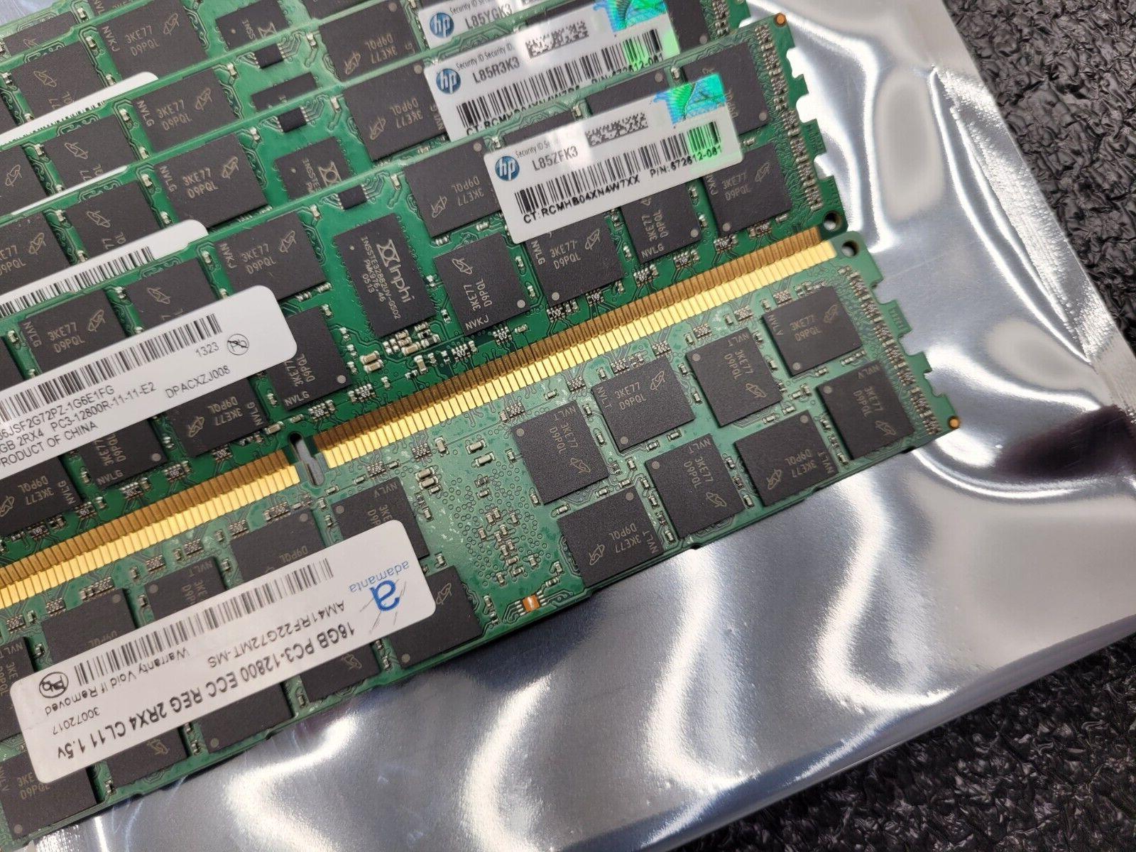 Lot Of 40 Samsung Micron HP 672612-081 16GB 2Rx4 PC3-12800R Server Memory ECC