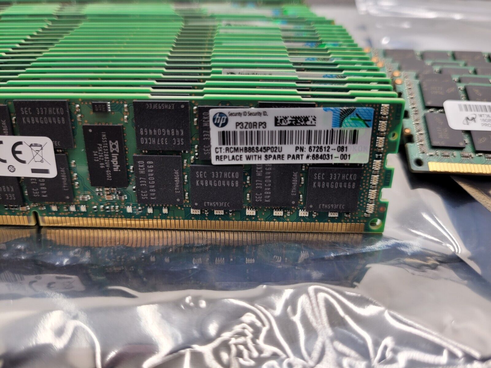 Lot Of 40 Samsung Micron HP 672612-081 16GB 2Rx4 PC3-12800R Server Memory ECC