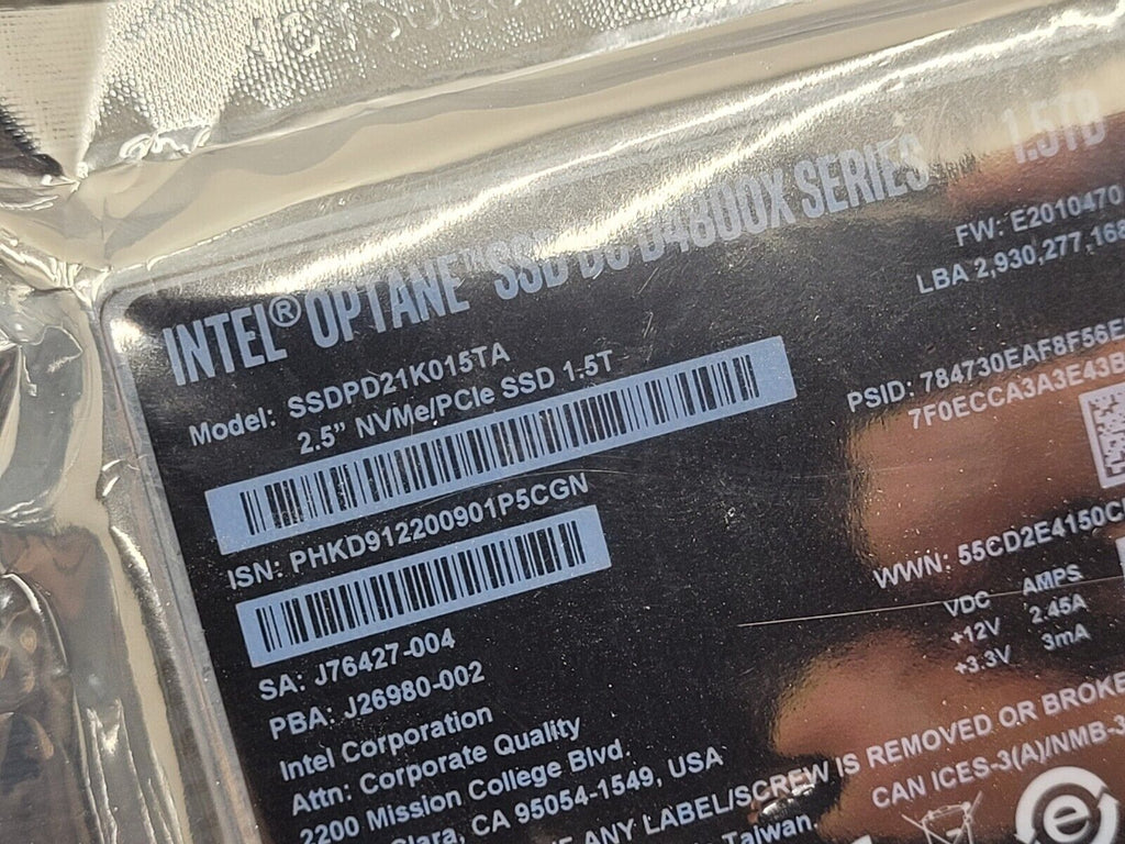 Intel Optane DC D4800X 1.5TB NVMe PCIe 3.0 2.5in SSD DELL EMC SSDPD21K015TA NEW