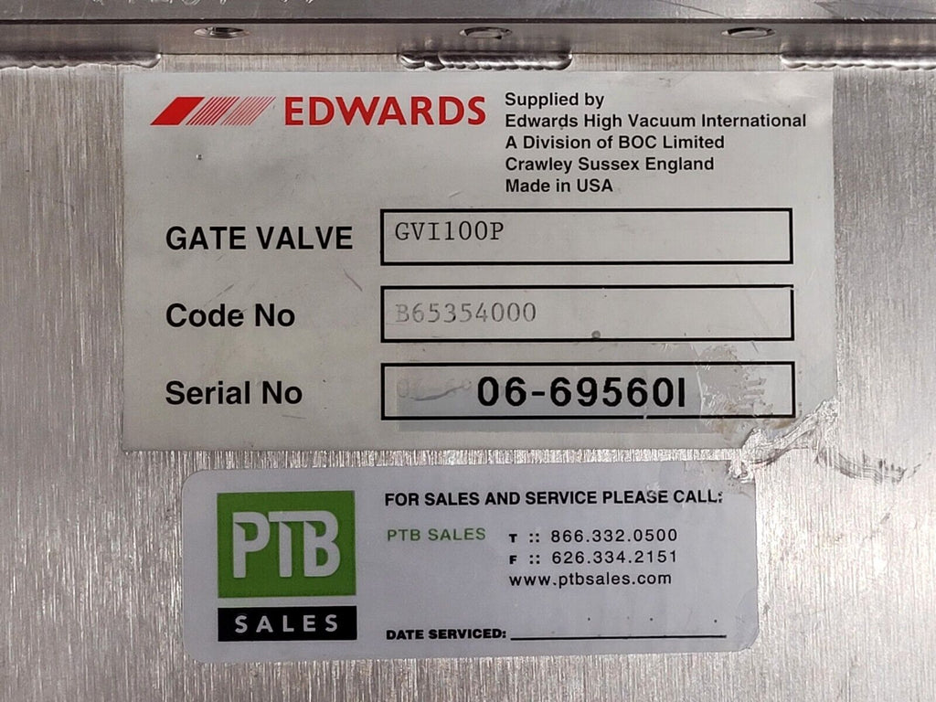 Boc Edwards Pneumatic Vacuum Gate Valve ISO100 GVI100P 4" ISO-F
