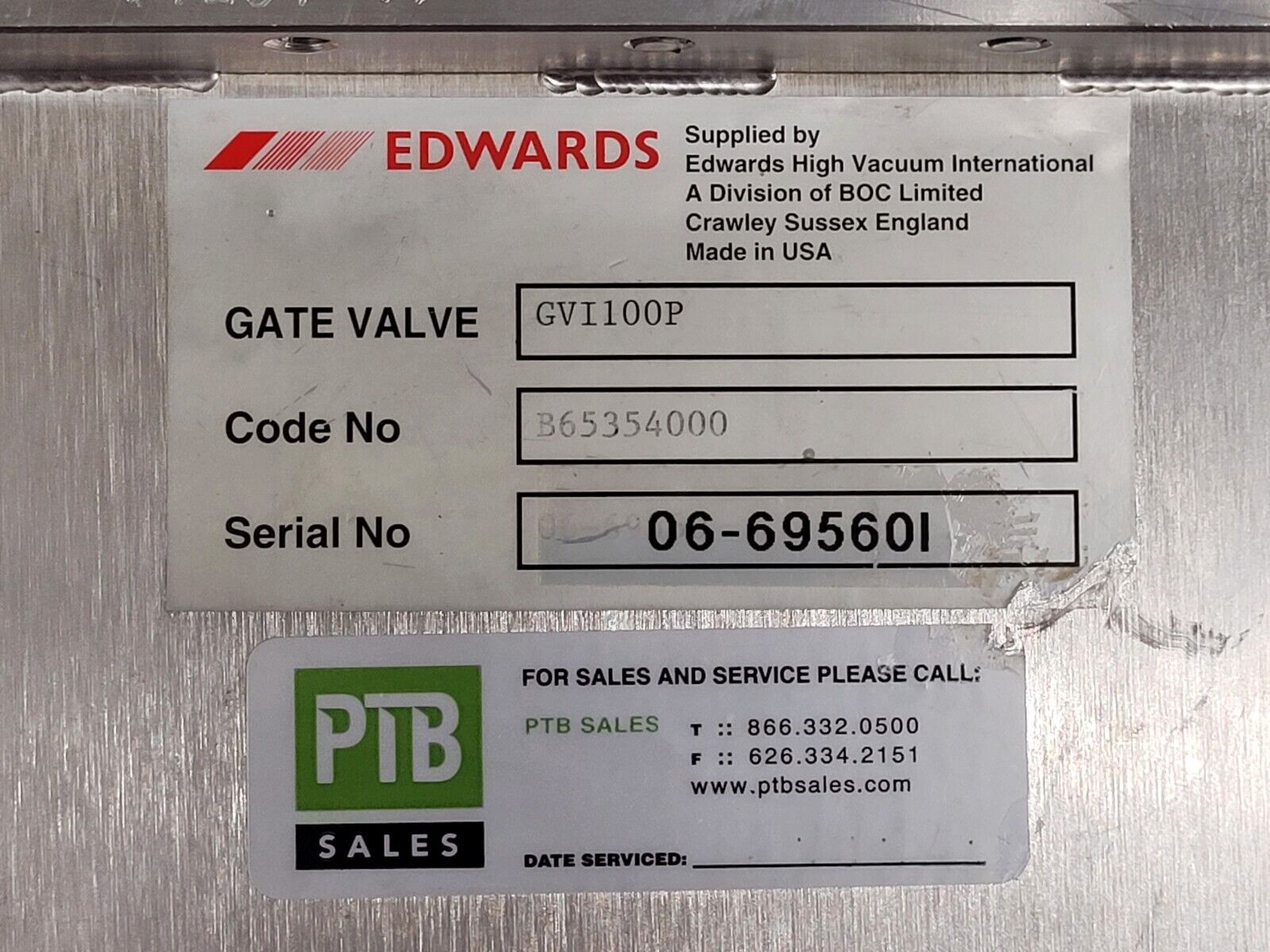 Boc Edwards Pneumatic Vacuum Gate Valve ISO100 GVI100P 4" ISO-F