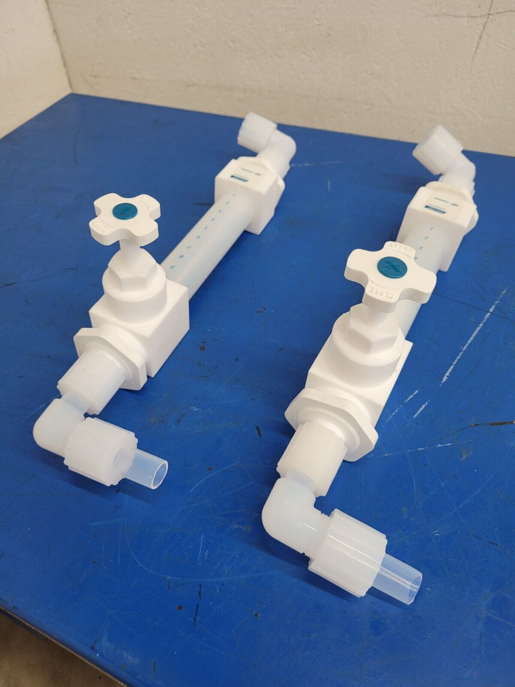 Lot of 2x ACCUTEK Fluoroware High Purity Adjustable Flowmeter 3/4" Flaretek