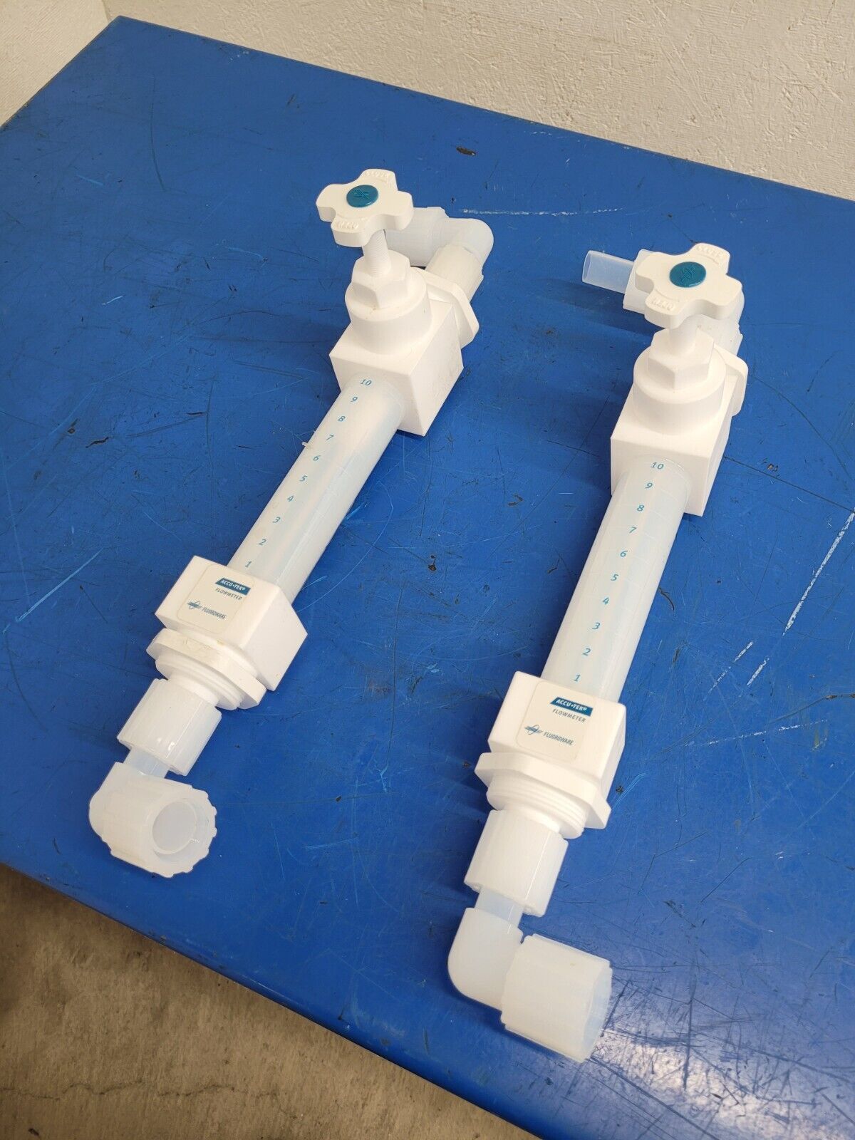Lot of 2x ACCUTEK Fluoroware High Purity Adjustable Flowmeter 3/4" Flaretek