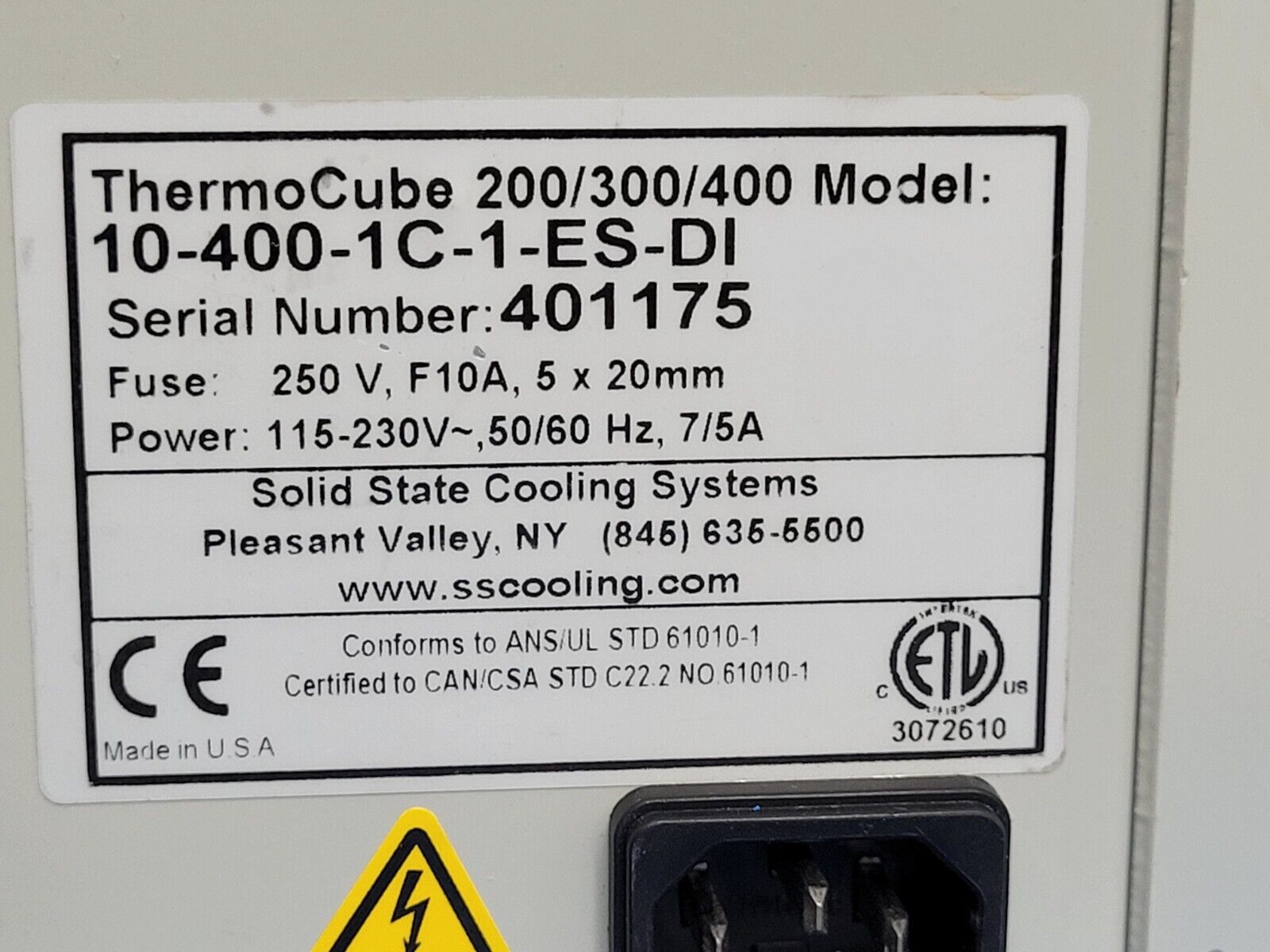THERMOCUBE 10-400-1C-1-ES-DI  Thermoelectric Recirculating Chiller Tested