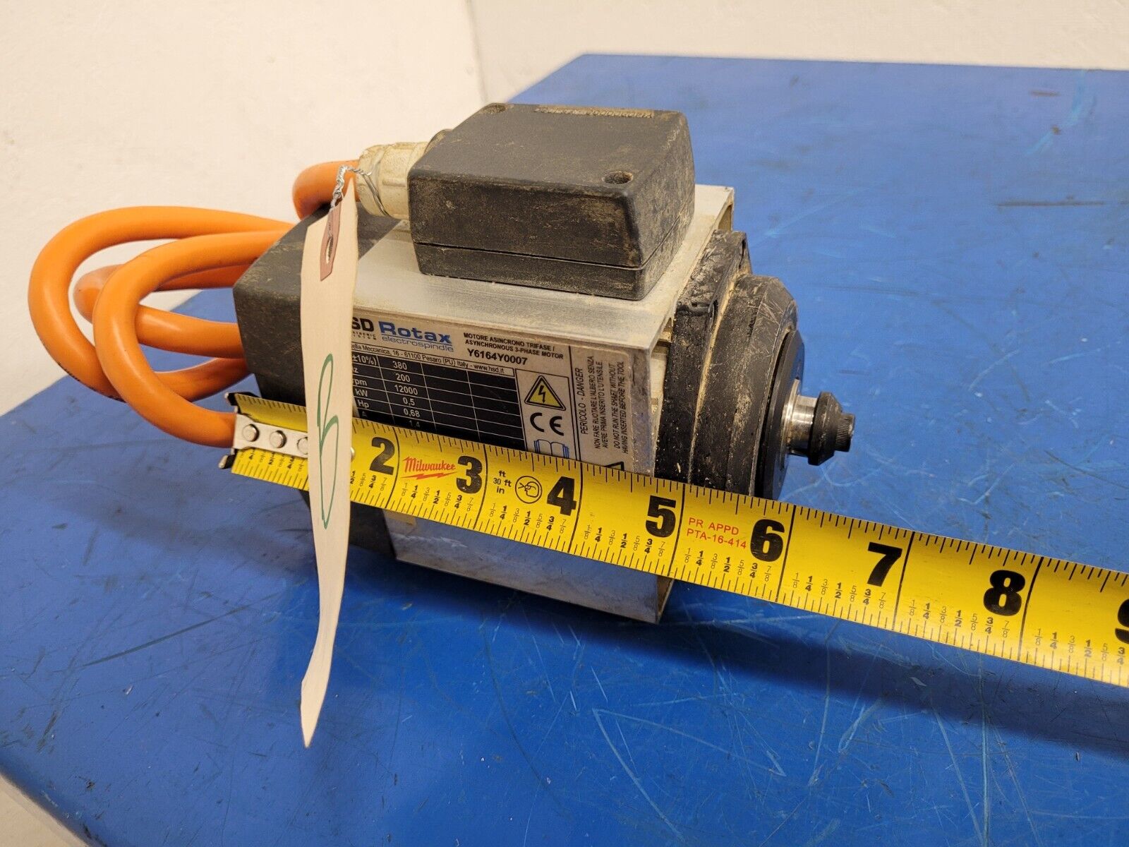 HSD Rotax Spindle Motor Y6164Y007 12000 rpm Polymac Akron 440 Spins ok Unit B