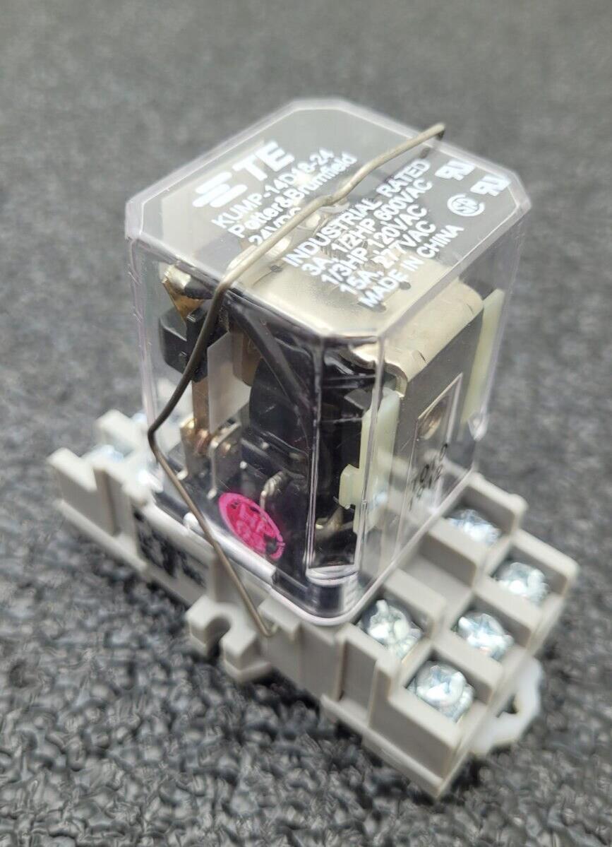 Tyco Potter & Brumfield KUMP-14D18-24 1/3HP 120VAC 15A 277VAC Relay + Base 24VDC