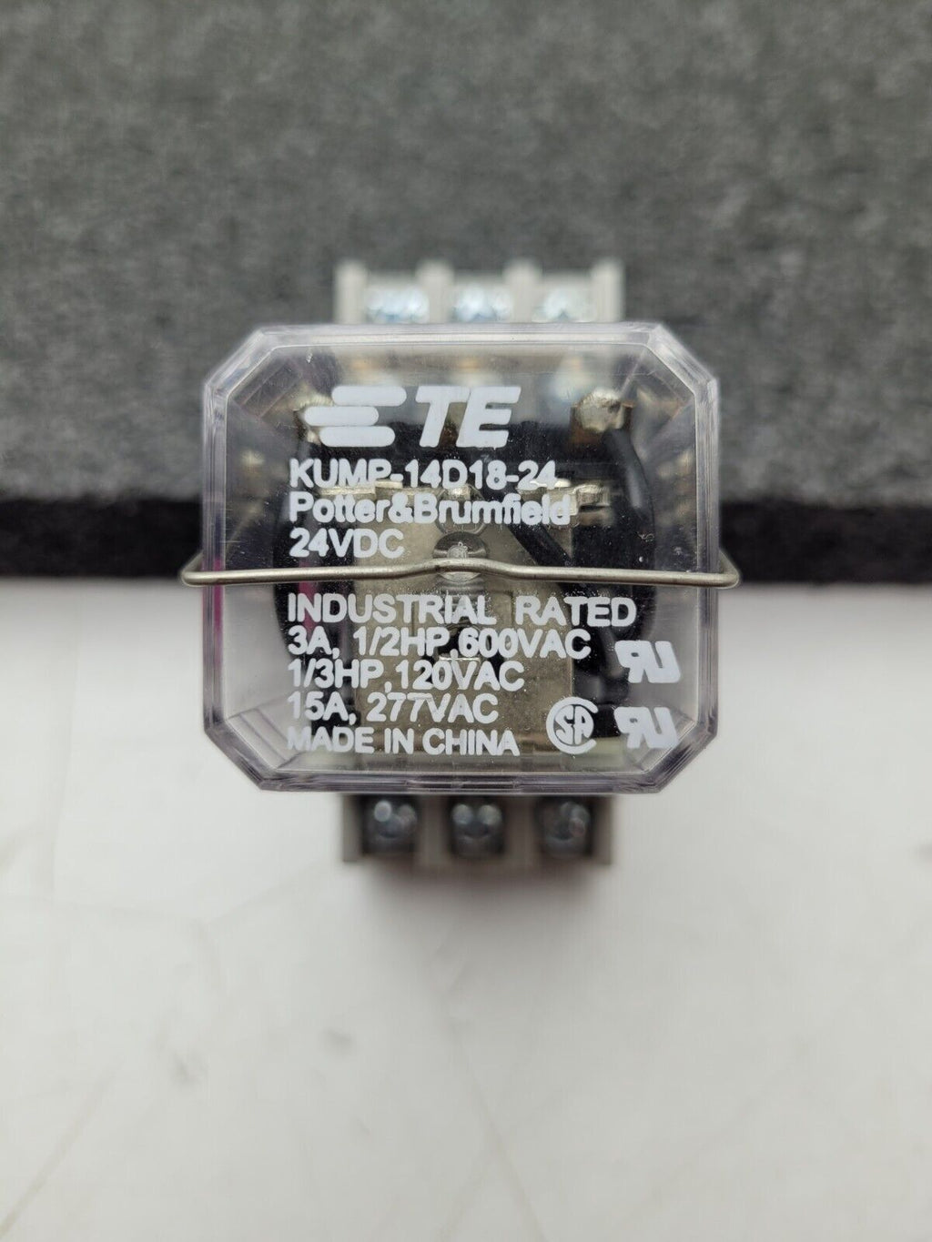 Tyco Potter & Brumfield KUMP-14D18-24 1/3HP 120VAC 15A 277VAC Relay + Base 24VDC