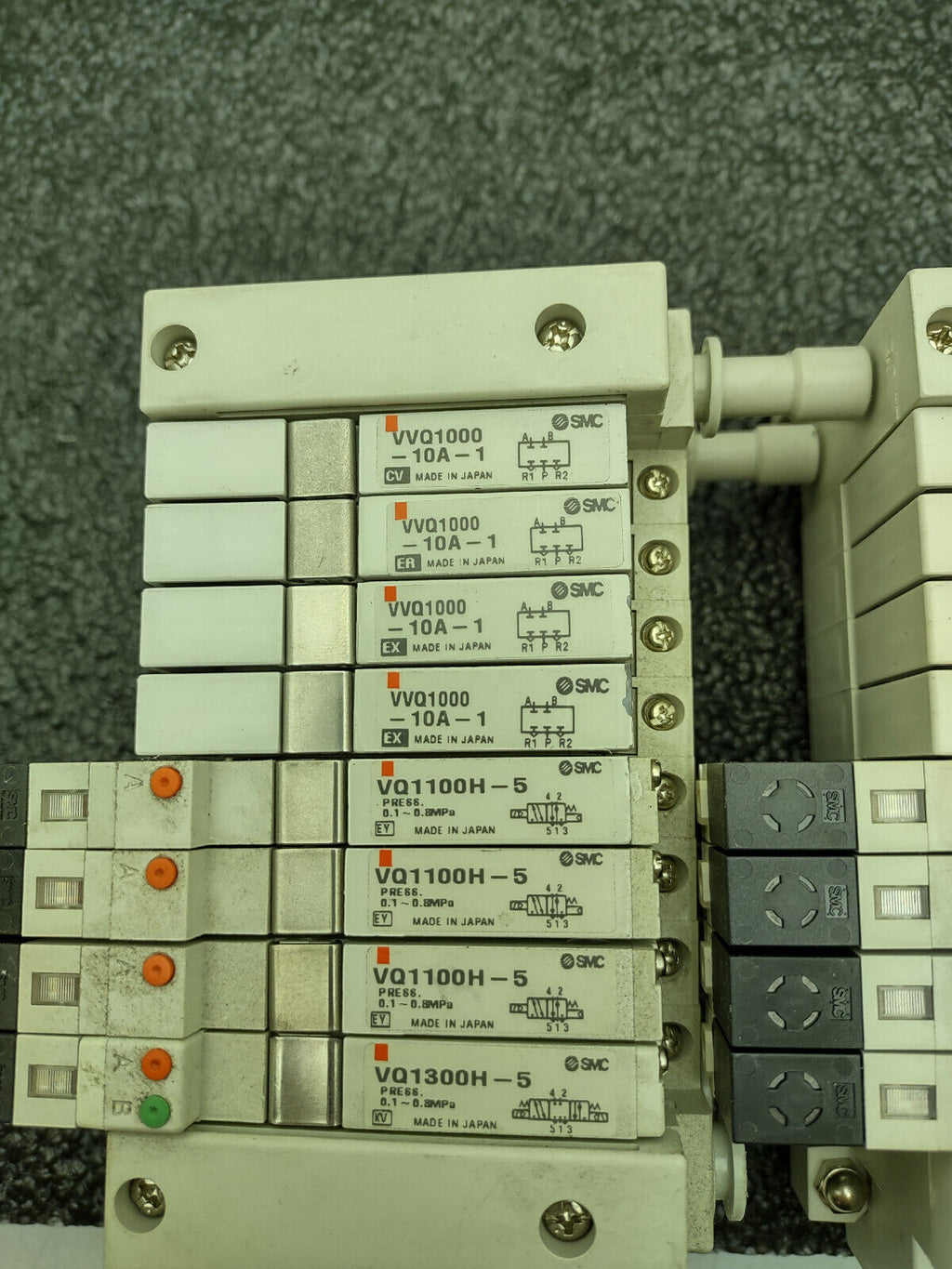 3x SMC Pneumatic Valve Block Solenoid Manifold 24VDC 26 Valves Total Lot E