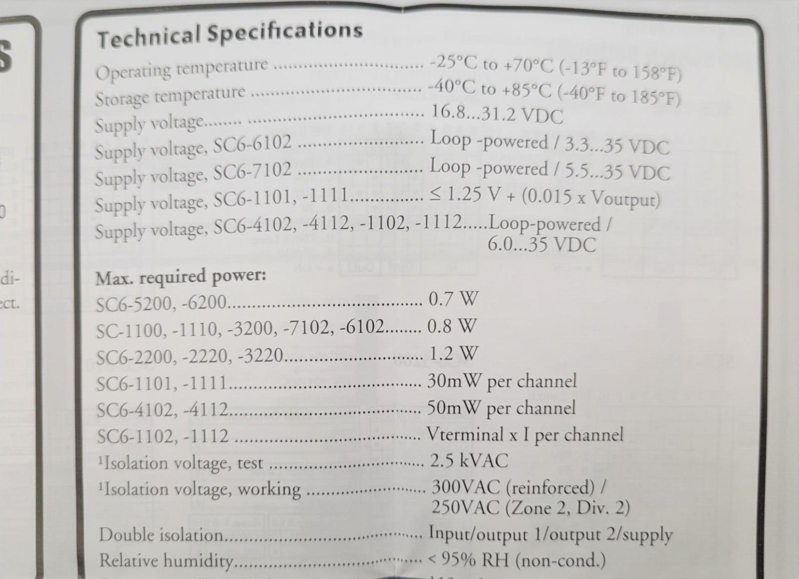 Automation Direct Prosense SC6-1111 Signal Conditioner 2 Isolated Channels