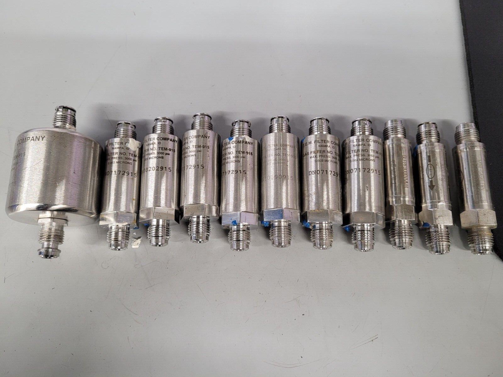 Lot of 11x Assorted Gas Filter TEM-915 3000PSI 0.003 microns TEM, PALL
