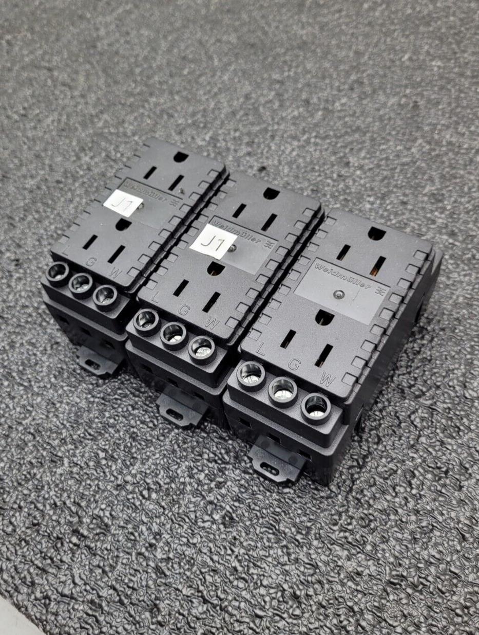 Lot of 3 WEIDMULLER 120VAC DIN RAIL Duplex Outlet Connector 6720005430