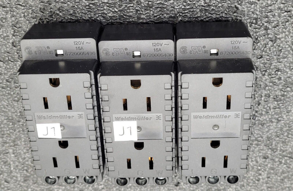 Lot of 3 WEIDMULLER 120VAC DIN RAIL Duplex Outlet Connector 6720005430