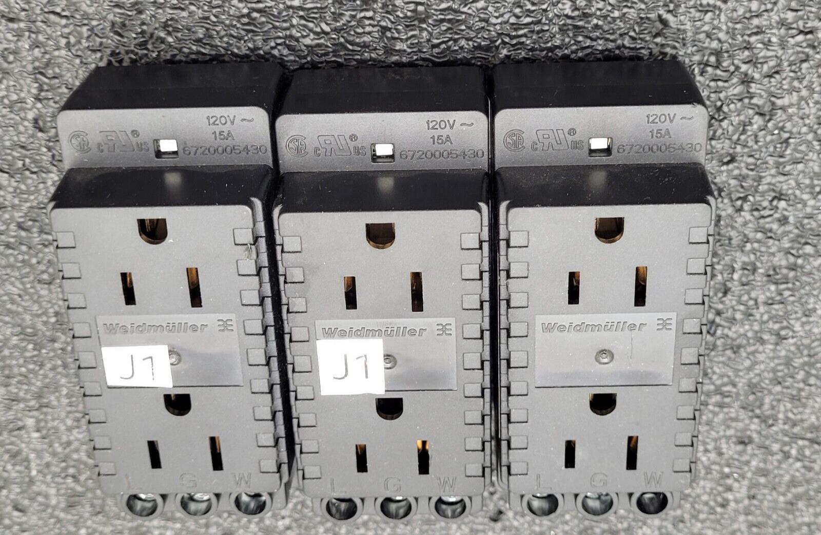 Lot of 3 WEIDMULLER 120VAC DIN RAIL Duplex Outlet Connector 6720005430