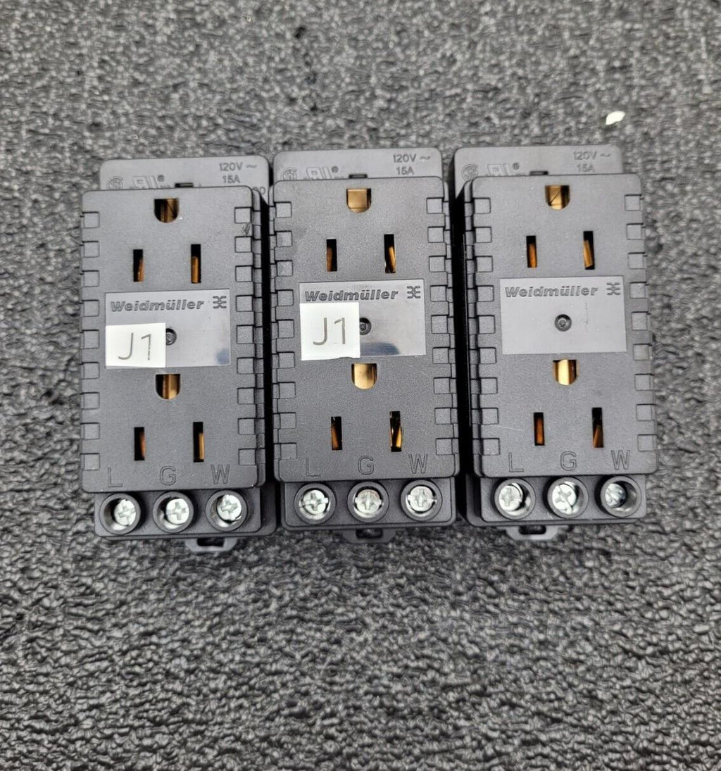 Lot of 3 WEIDMULLER 120VAC DIN RAIL Duplex Outlet Connector 6720005430