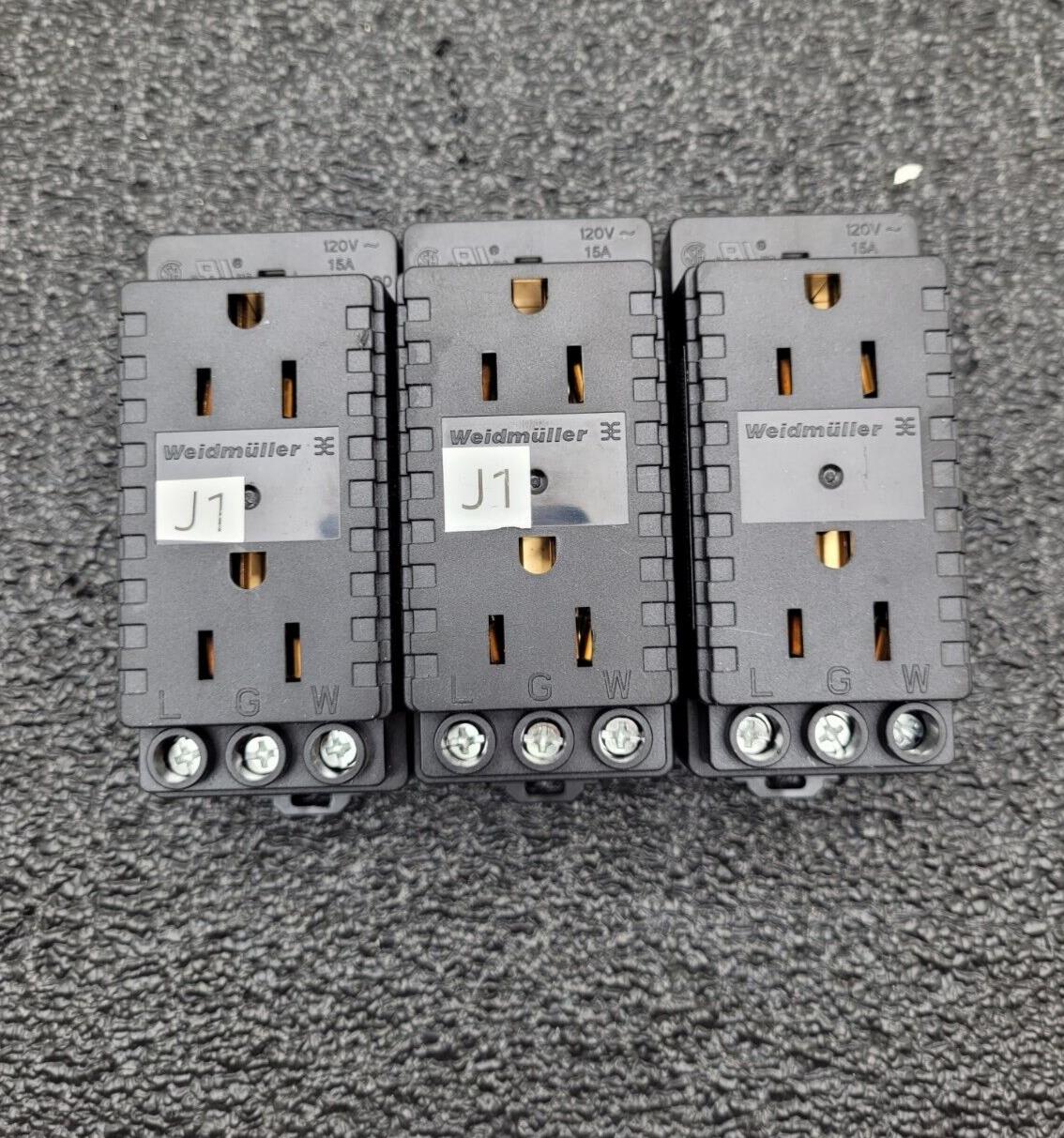 Lot of 3 WEIDMULLER 120VAC DIN RAIL Duplex Outlet Connector 6720005430
