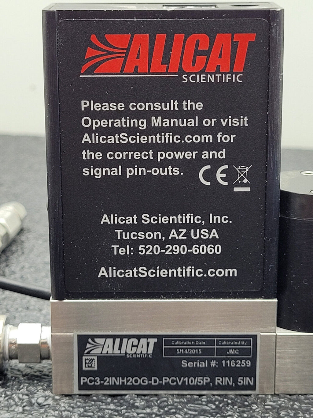 ALICAT Scientific PC3-2INH2OG-D-PCV10/5P RIN 5IN Mass Flow Meter Power On Test