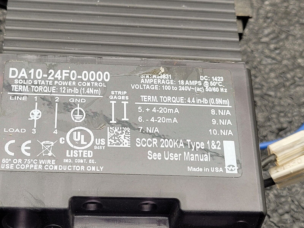 Lot of 2x Watlow DA10-24F0-0000 SRC Power Controller