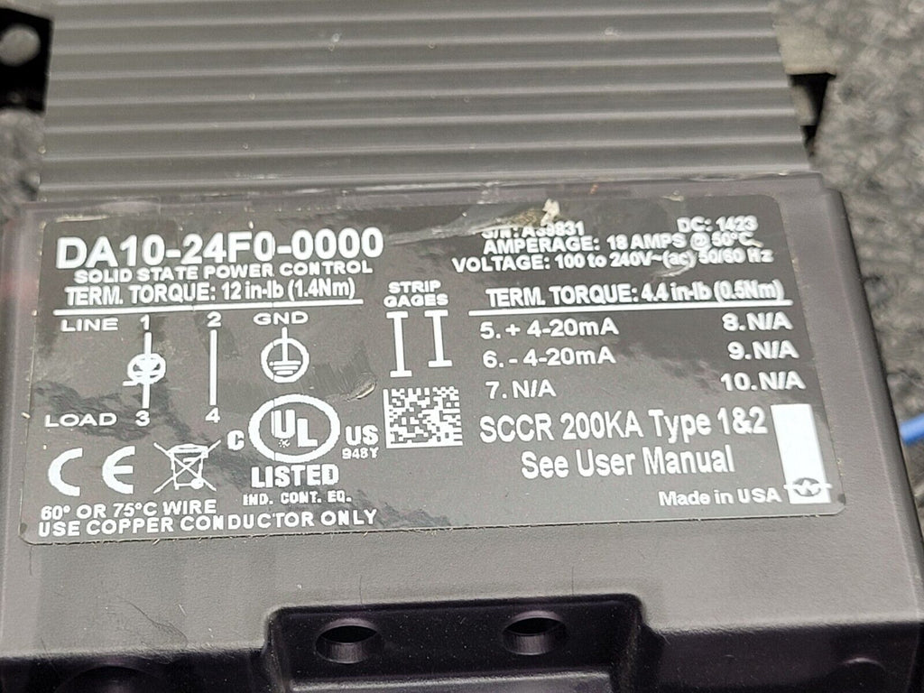 Lot of 2x Watlow DA10-24F0-0000 SRC Power Controller
