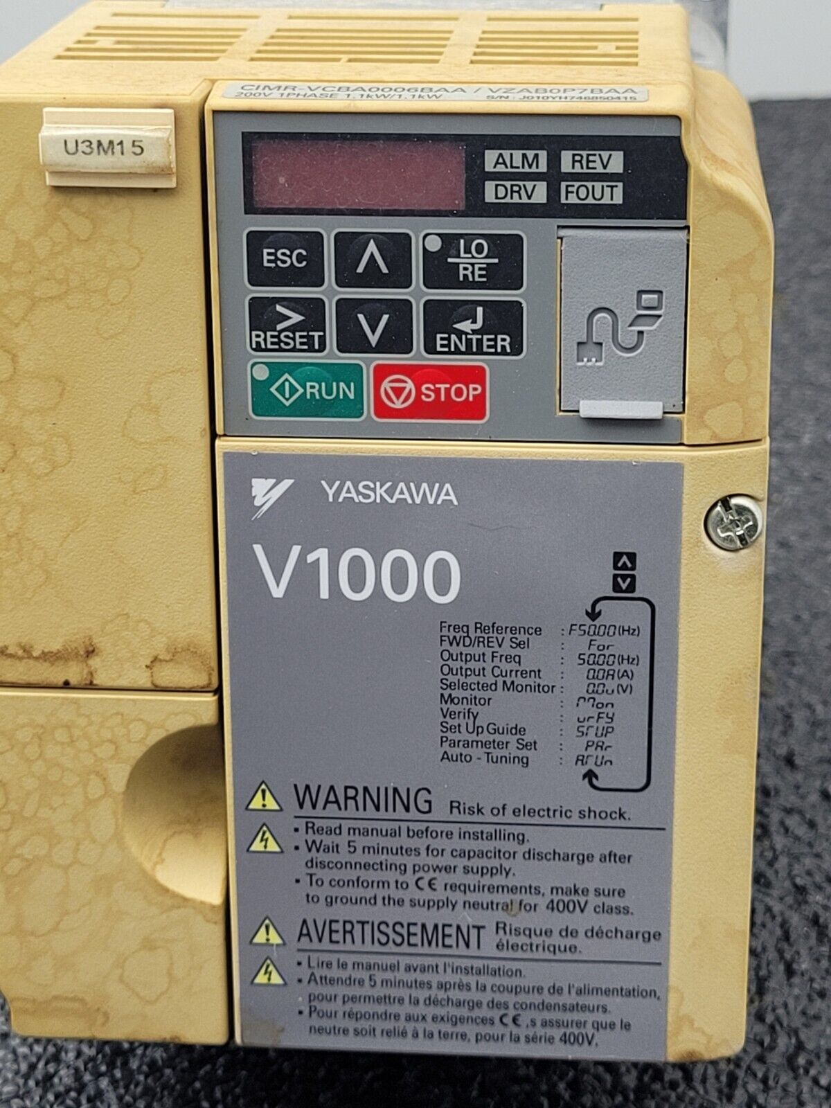 Lot of 2 Yaskawa V1000 200V 1.1 KW 1.4HP CIMR-VCBA0006BAA VFD Motor Drive
