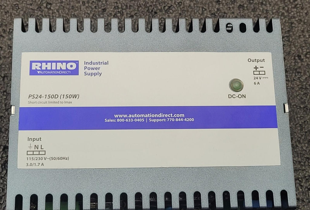 Automation Direct PS24-150D Rhino Switching Power Supply 150W 24VDC 6A