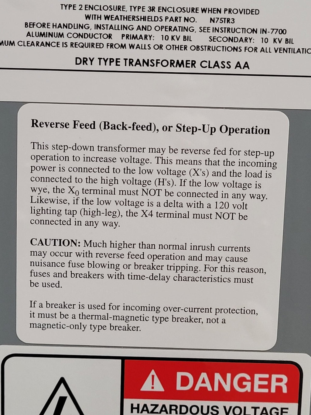Federal Pacific 480V P 208Y/120 S 3PH Step Down T48LH2Y-45 Transformer 45KVA