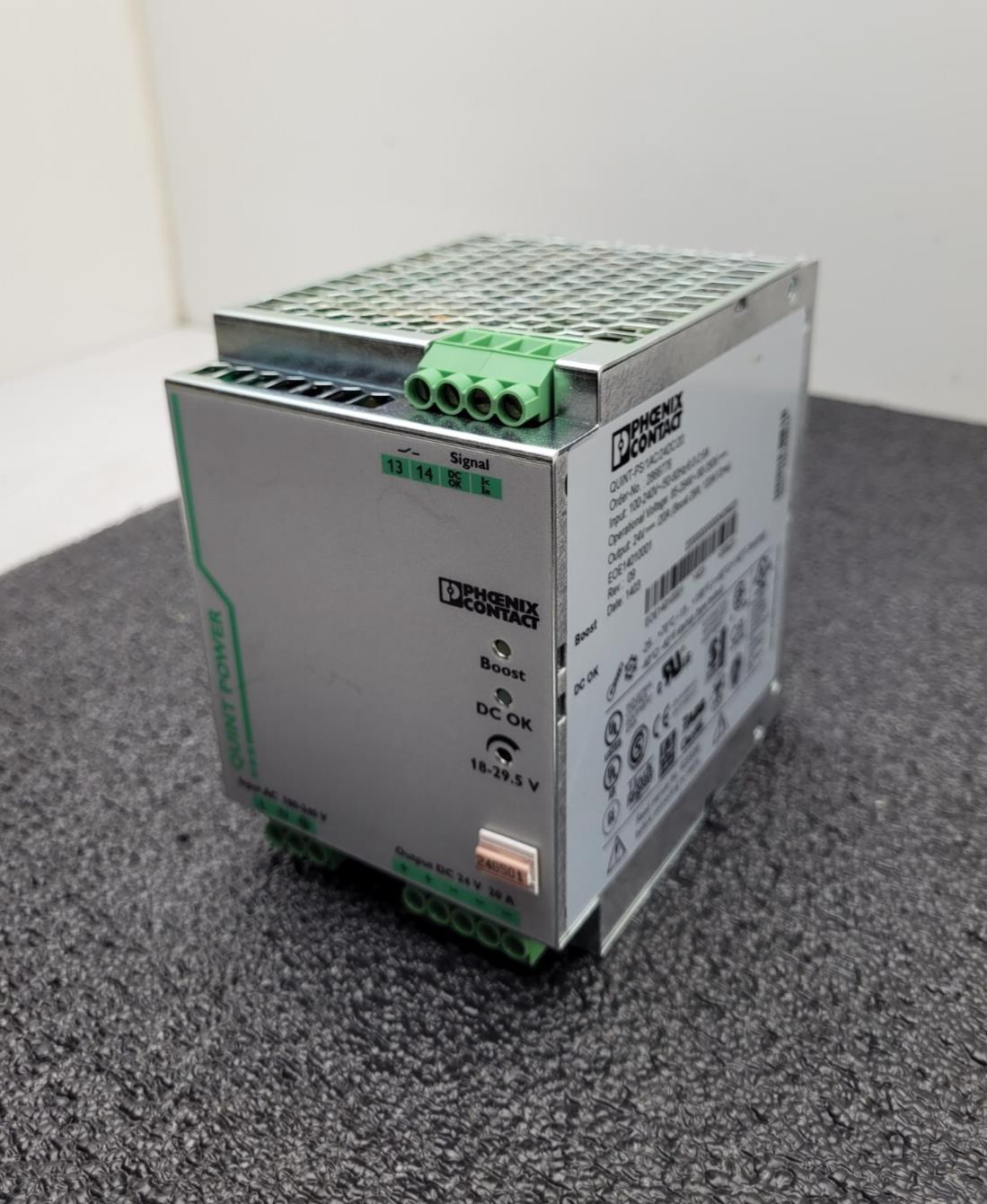 Phoenix Contact QUINT-PS/1AC/24DC/20 Power Supply 24VDC 20A 120V Input Din Rail