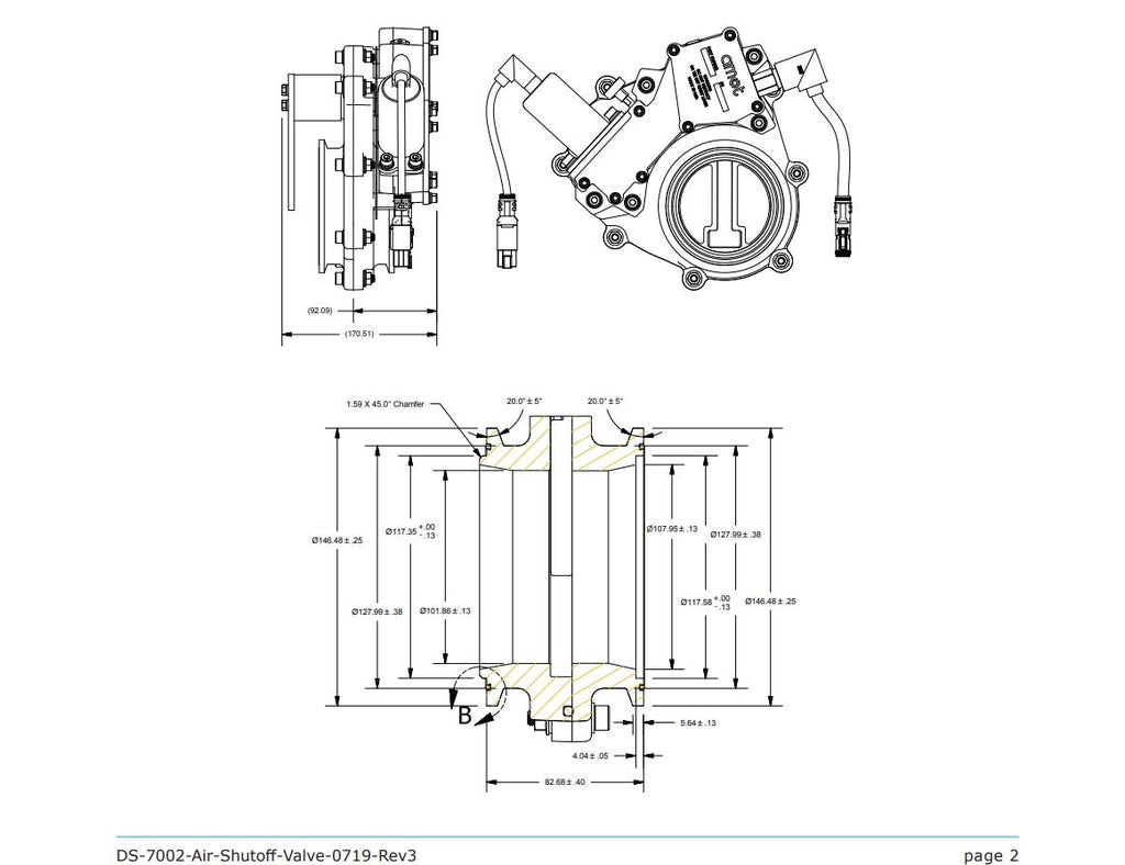 Amot RIGSAVER SGE Valve 7002472A-RZ0 4" 7002 Swing Gate Air Shut Off Valve QSK50