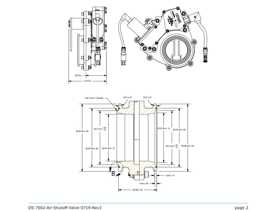 Amot RIGSAVER SGE Valve 7002472A-RZ0 4" 7002 Swing Gate Air Shut Off Valve QSK50