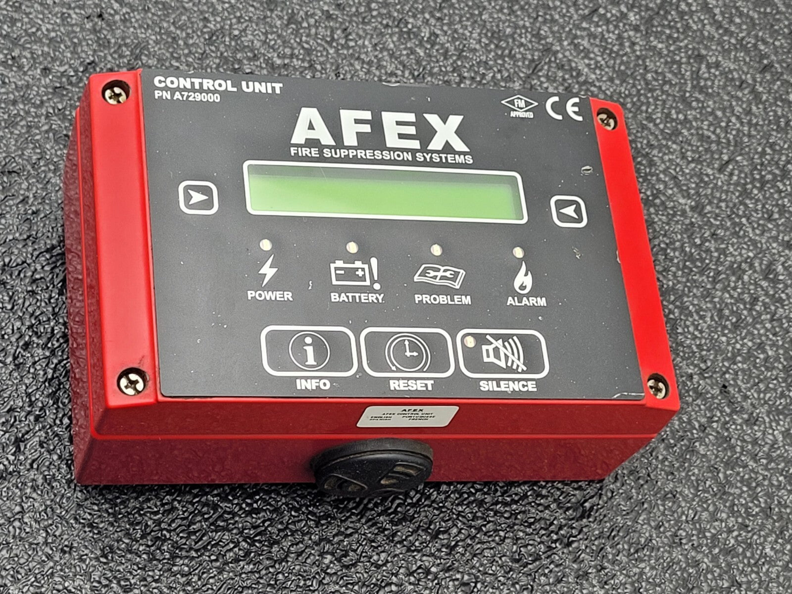 AFEX  Fire Suppression Systems Control Unit Panel A729000 Good Battery