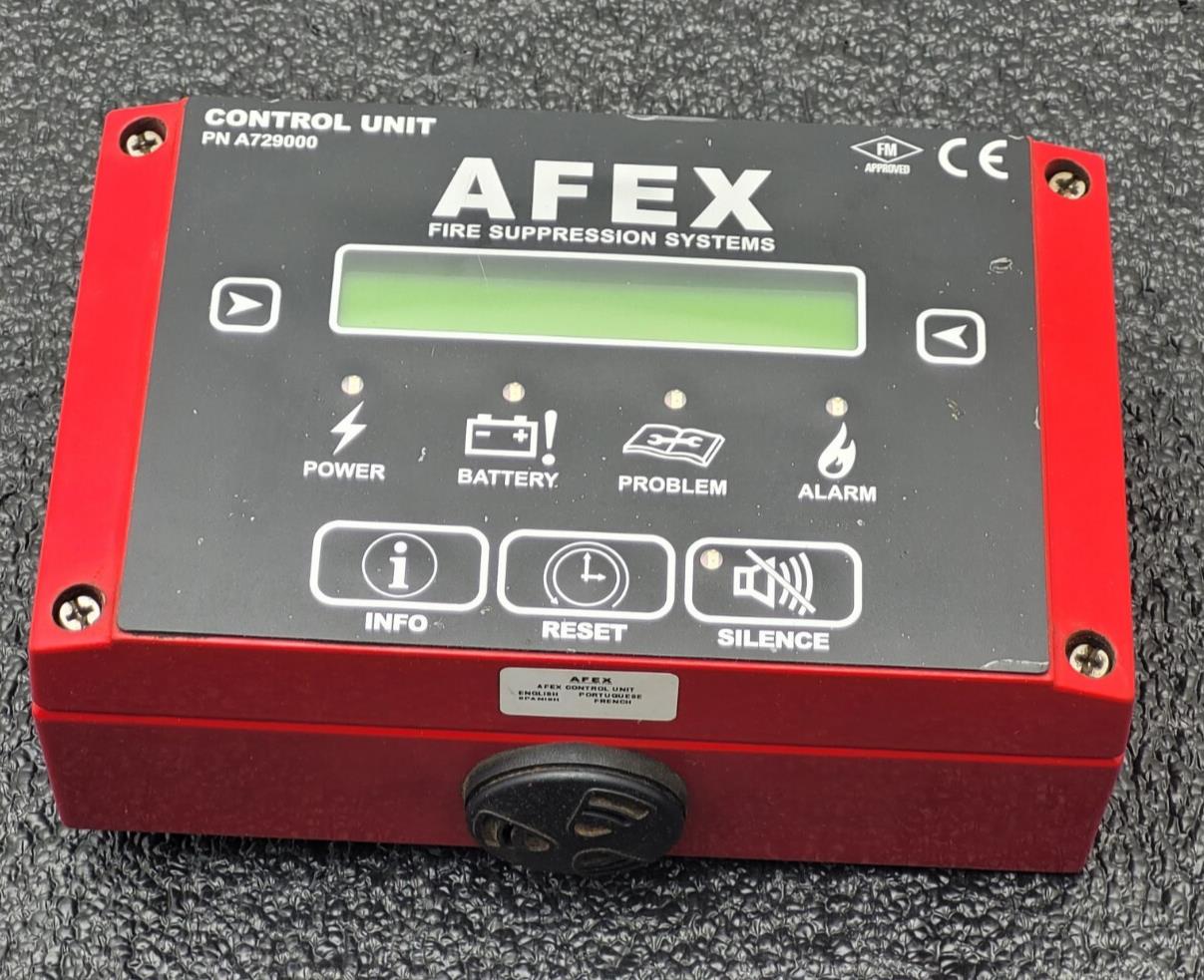 AFEX  Fire Suppression Systems Control Unit Panel A729000 Good Battery