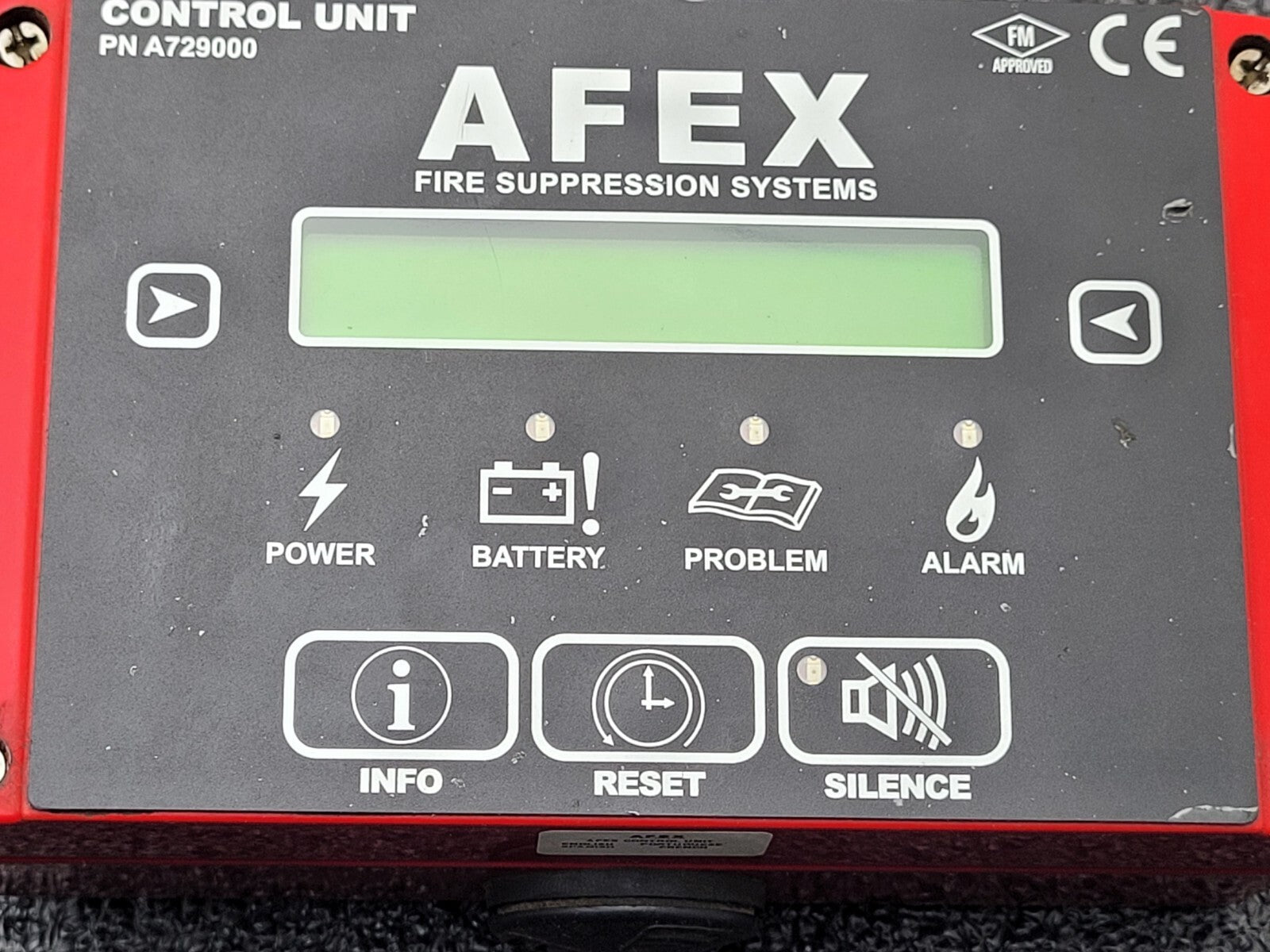 AFEX  Fire Suppression Systems Control Unit Panel A729000 Good Battery