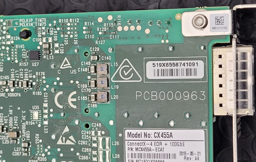 Lot of 4 Mellanox  MCX455A-ECAT  ConnectX-4 VPI EDR IB 100GbE 1-Port QSFP28
