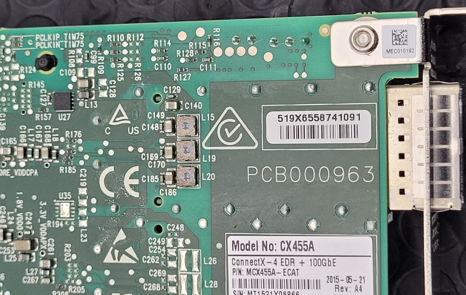 Lot of 4 Mellanox  MCX455A-ECAT  ConnectX-4 VPI EDR IB 100GbE 1-Port QSFP28