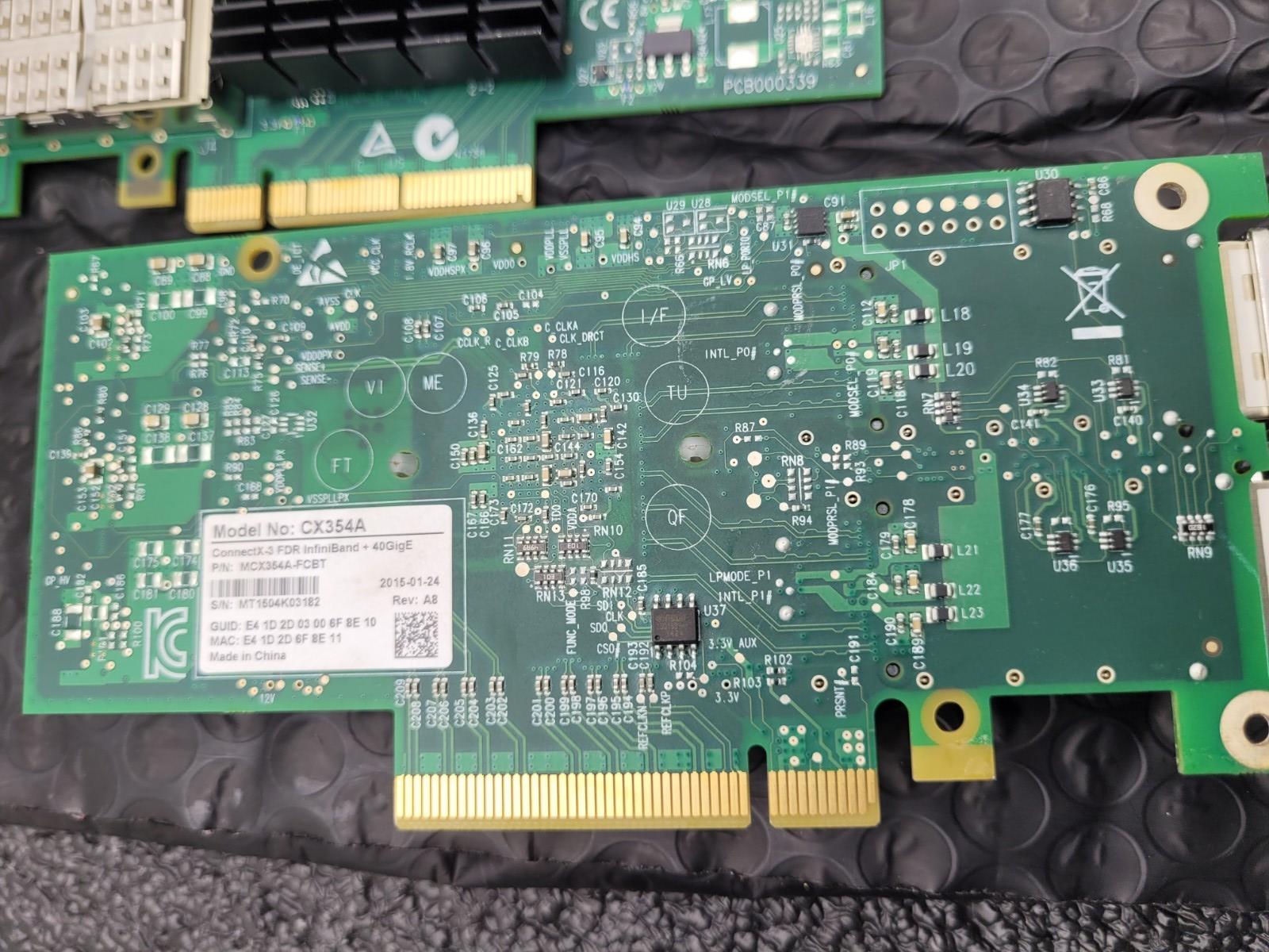 Lot of 4 Mellanox MCX354A-FCBT ConnectX-3 FDR Dual-Port Adapter 40GigE