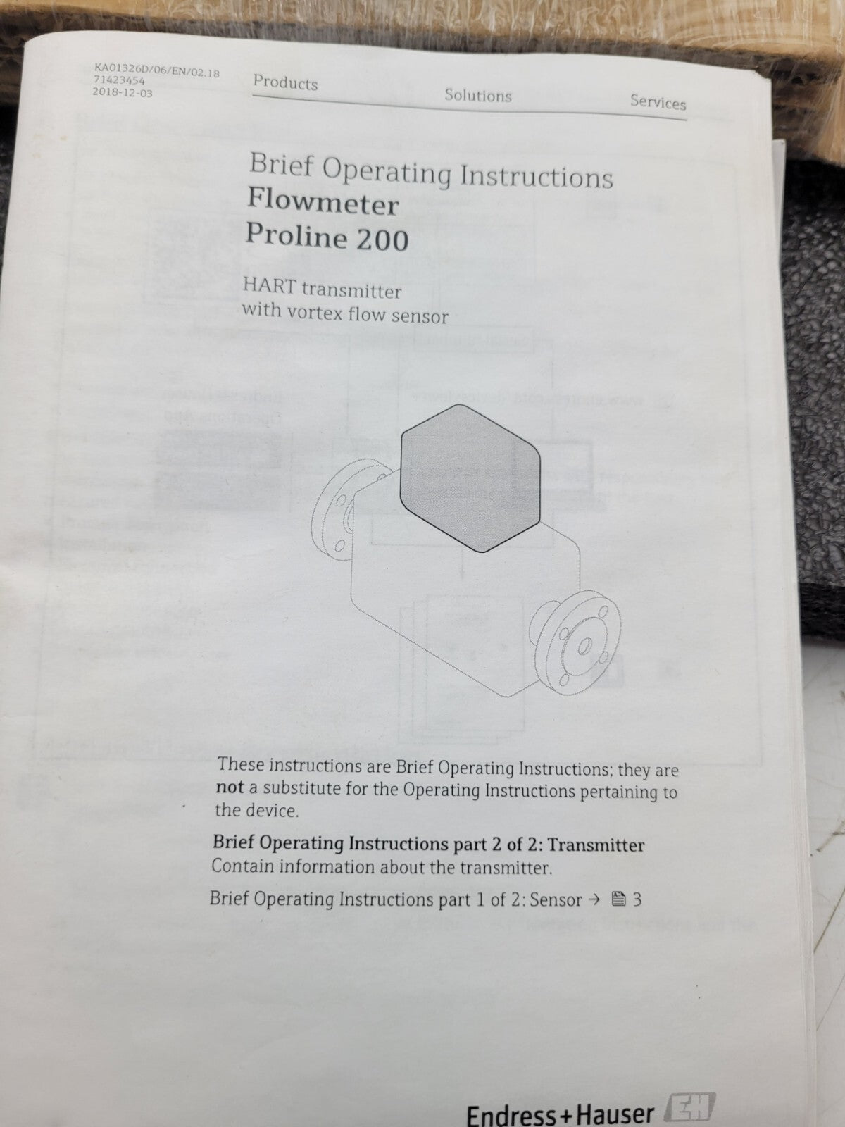 ENDRESS+HAUSER Proline Prowirl 200 Vortex Flow Meter DN50 4-20mA HART 7D2C50 New