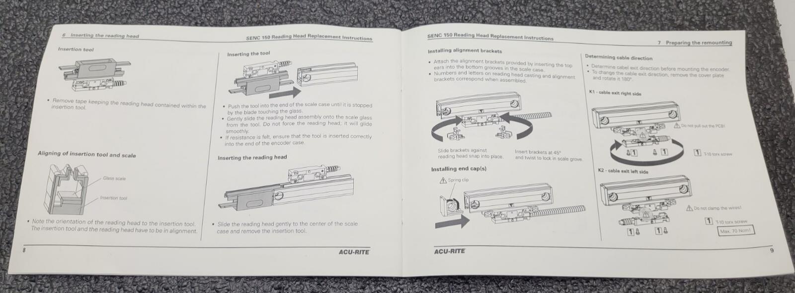 ACU-RITE 158171-01  SENC 150 READER HEAD 5um  T4 ' CABLE Open Box