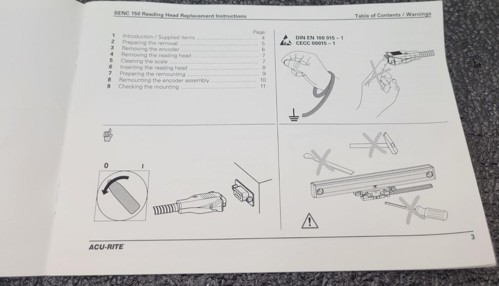 ACU-RITE 158171-01  SENC 150 READER HEAD 5um  T4 ' CABLE Open Box