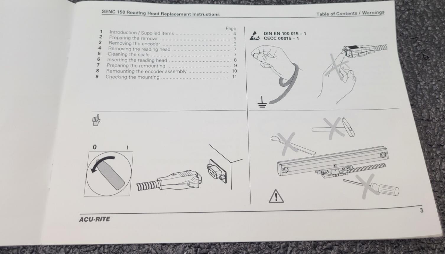 ACU-RITE 158171-01  SENC 150 READER HEAD 5um  T4 ' CABLE Open Box