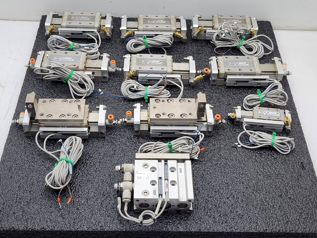 Lot of 10x SMC MXP16-30 100PSI Linear Slide Guide Cylinder D-M9N Sensors Stops
