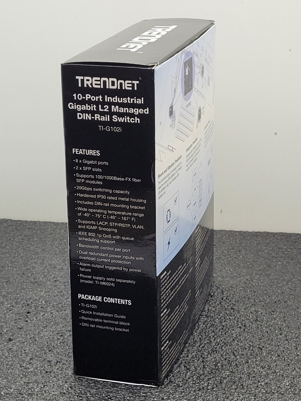 TRENDnet TI-PG102i 10-Port Industrial Gigabit L2 Managed PoE+ DIN-Rail Switch