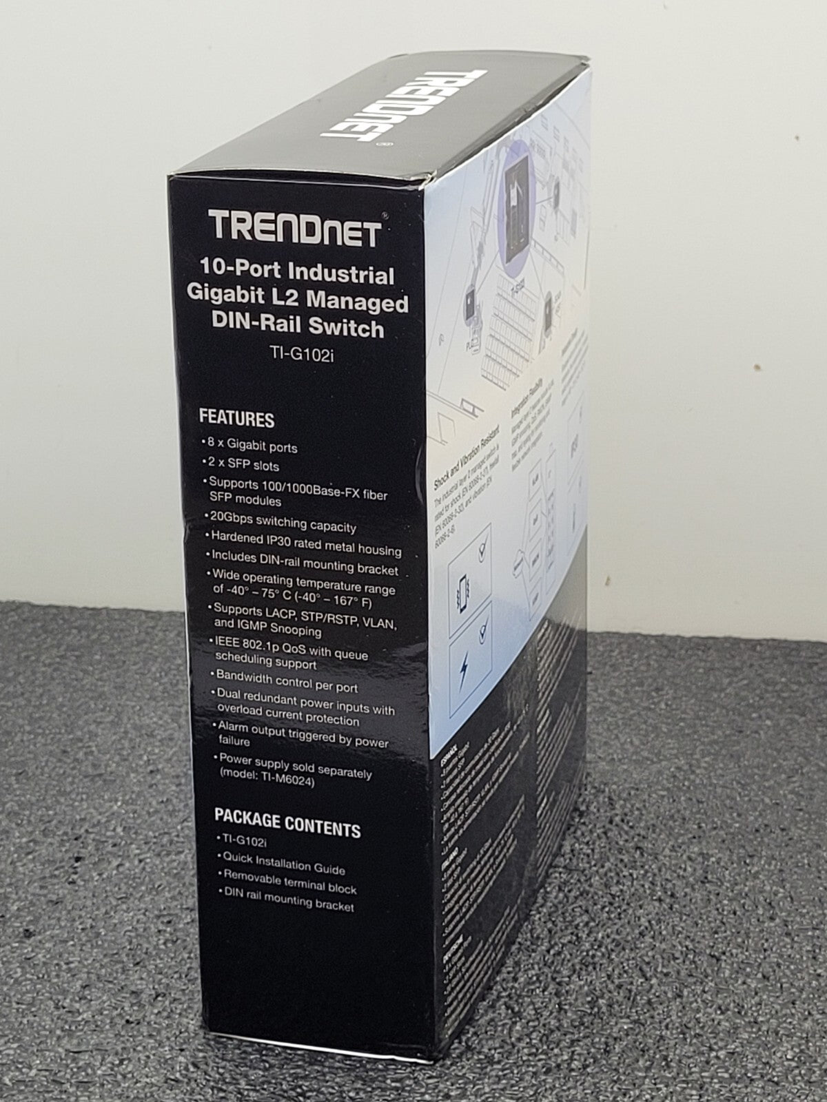 TRENDnet TI-PG102i 10-Port Industrial Gigabit L2 Managed PoE+ DIN-Rail Switch