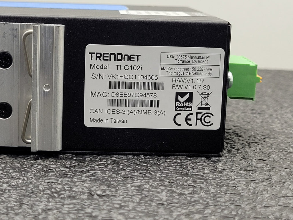 TRENDnet TI-PG102i 10-Port Industrial Gigabit L2 Managed PoE+ DIN-Rail Switch