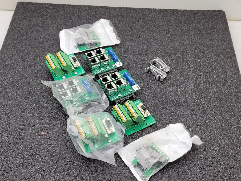 Lot of 7 USB Micro Breakout Board RJ45 Terminals DIN Rail Clips BRKLD15HDF-SG