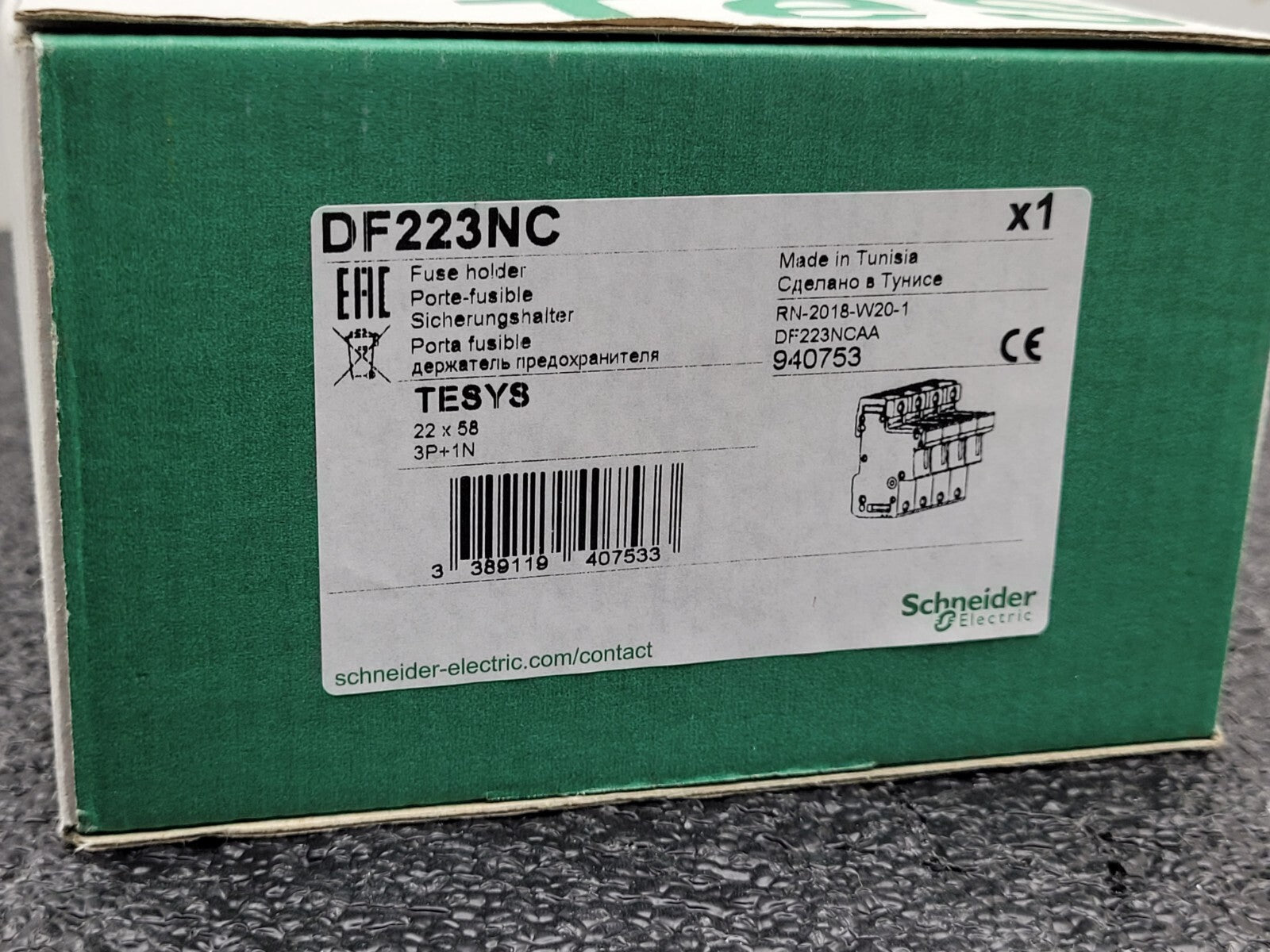 SCHNEIDER ELECTRIC DF223NC 4 FUSE HOLDER 22x58mm Fuses DIN Rail Mount