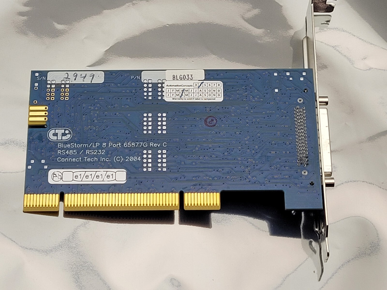 Connect Tech BLG033 Bluestorm/LP 8 Port 65877G Rev.C RS485/RS232 PCI Board