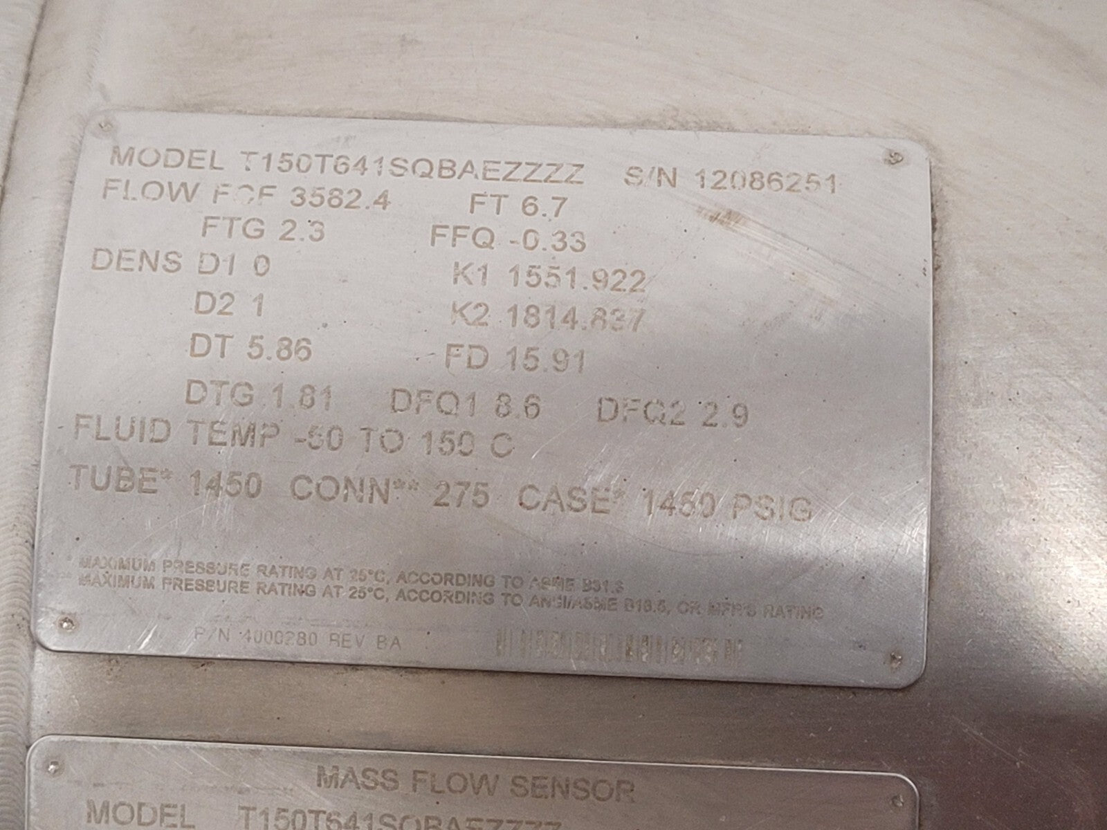 Micro Motion T-Series Coriolis Flow Meter T150T641SQBAEZZZZ 1.3" ID Dual Seal