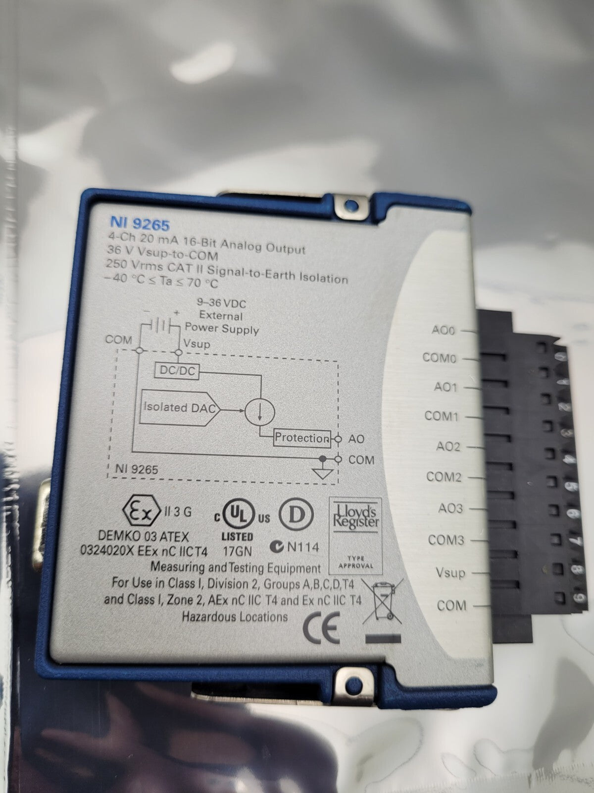 National Instruments NI 9265 4-Ch 20 mA 16-bit Analog Output Current Module